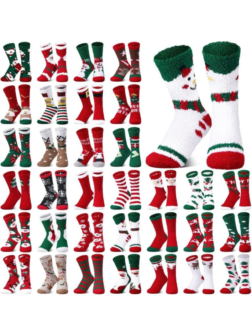 Cozy Christmas Fuzzy Socks - 50 Pairs Bulk for Holiday Gifts & Stocking Stuffers